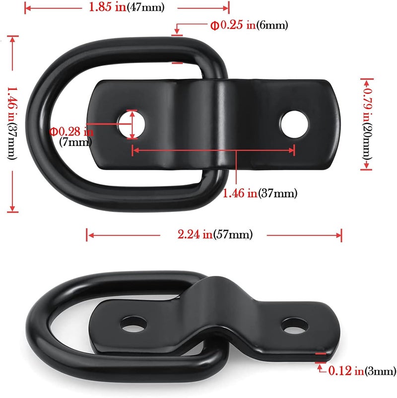 VEEBELL 24 Pack D Rings Tie Down Anchors Hooks Heavy Duty 1/4" Trailer Anchor Lashing Rings 2400 lbs for Trailer Truck Bed Cargo Bracket Enclosed Points Pickup Camper Tie Down Straps - Image 3